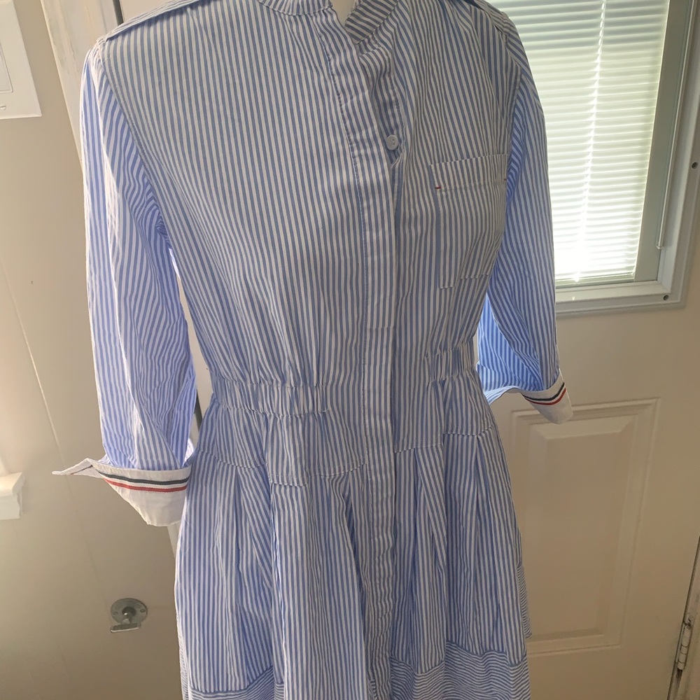 Mila Collection Fashion Pin Striped Shirt Dress